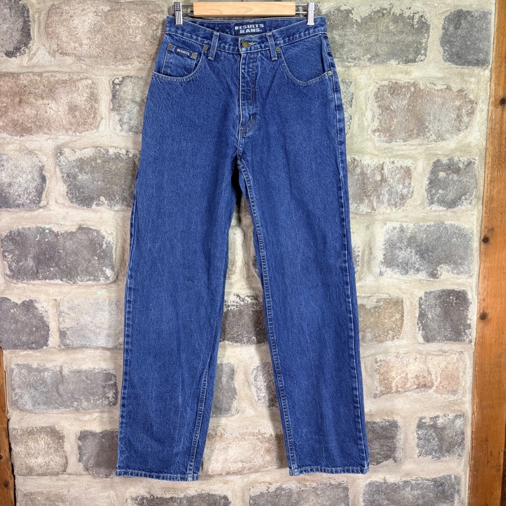 VTG Results Jeans Baggy Fit High Rise Wide Leg Denim Medium Wash Vintage 30L